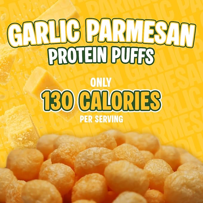 Twin Peaks Protein Puffs - (Garlic Parmesan), Keto Friendly, Low Carb Snack (300g, 21g Protein, 2g Net Carbs, High Protein, Healthy Crunchy Snack)