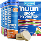 Nuun Sport Electrolyte Tablets with Magnesium, Calcium, Potassium, Chloride & Sodium, Gluten Free & Vegan, Mixed Flavors, 4 Pack (40 Servings Total)