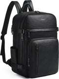 Travel Backpack for Women, Fits 17.0" Notebook, Stylish Lay-Flat Carry-on Vegan Leather Backpack with Luggage Strap for Travel and Daily Use