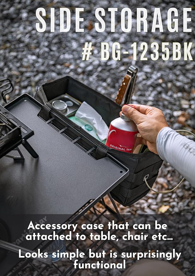 camping moon Side Storage Bag Outdoor Storage Box for Field Rack Black BG-1235BK (Black)