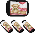 2 Pack Valentines Bear Luggage Handle Wrap, Detachable Luggage Tag, Neoprene Suitcase Wrap with Comfort Grip & Bright Identifier for Suitcase, Travel Bag, Sports Bag