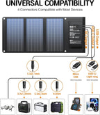 BLAVOR 30W Solar Charger USB-A QC3.0 24W USB-C DC 30W Outputs, Foldable Solar Panel for Camping, IPX4 Waterproof, Solar Battery Charger Compatible with Solar Generators, Phones, Tablets
