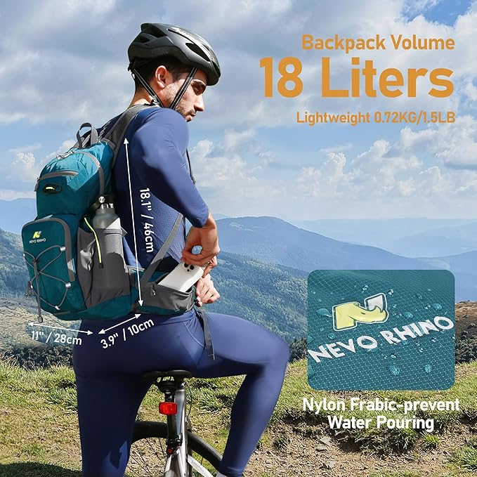 N NEVO RHINO Hydration Backpack, 18L Multipurpose Hiking Backpack with 3L Water Bladder, Water Backpack Insulated Hydration Pack Ideal for Hiking and Cycling