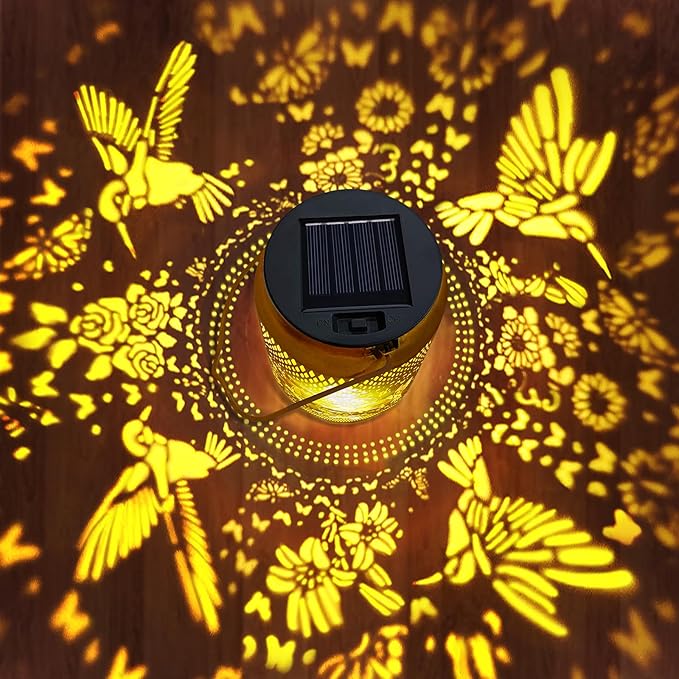 Hummingbird Solar Lantern Outdoor Waterproof, Mothers Day Gifts Hanging Garden Lights with Metal Design - Patio Decor, Christmas Gifts for Women Mom Grandma