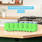 Blank Beer Can Coolers Sleeves (30-Pack) Soft Insulated Beer Can Coolies - HTV Friendly Plain Koolies in Bulk for Beer Cans & Bottles - Coolie Blanks for Vinyl Projects & Wedding Favors (Lime Green)