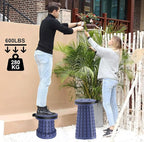 ALEVMOOM Upgraded Portable Collapsible Stool with Cushion, Telescoping Folding Stool for Adults, Lightweight Yet More Sturdy Capacity 600 lbs for Camping Fishing Hiking BBQ