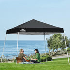 EAGLE PEAK 10x10 Slant Leg Pop-up Canopy Tent Easy One Person Setup Instant Outdoor Beach Canopy Folding Portable Sports Shelter 10x10 Base 8x8 Top (Black)