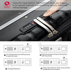 Hanke 24 Inch Checked Luggage PC Hard Shell Suitcases for Travel Front Opening Aluminum Frame Travel Luggage Rolling Suitcase with Wheels.(Jet Black)