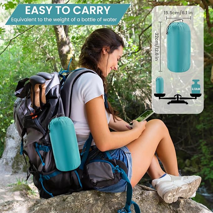 Inflating Sleeping Pad Mattress for Camping: Inflatable Camping Bed with Built-in Foot Pump for Tent - 4" Extra Thick Mat Air Cot for Floor - Blue