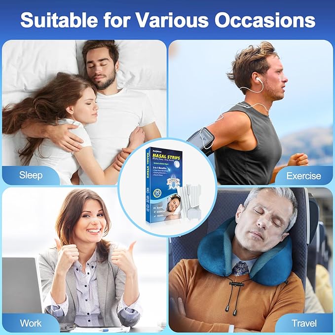 50 Count Nasal Strips for Snoring, ZenithHome Nose Strips for Breathing (Clear, 60 * 21.5mm)
