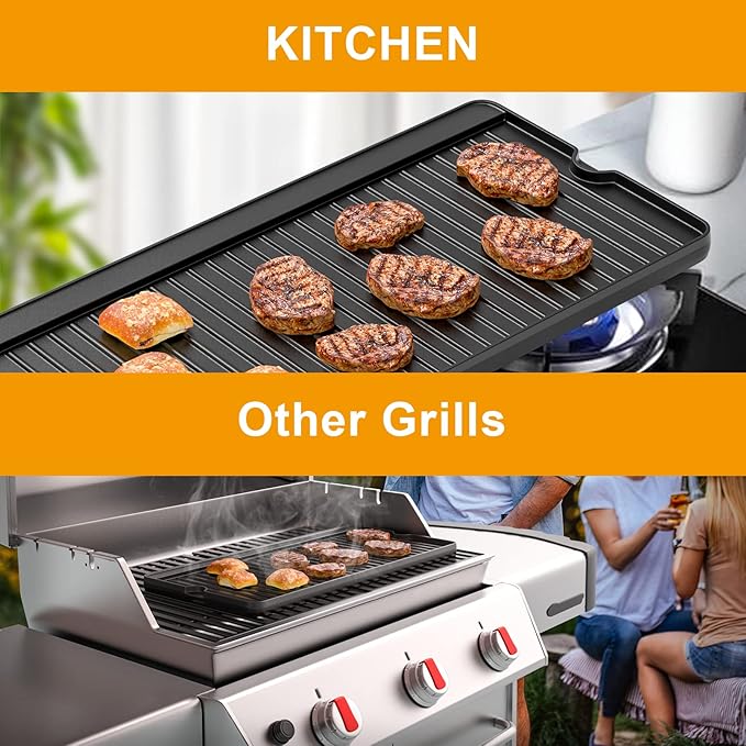 Reversible Pre-seasoned Cast Iron Griddle for Camp Chef TB90, TB90LW, TB90LWG, TB90LWG15, EX90LW, SPG90B, GB90D,Accessories for Camp Chef Professional Flat Top Griddle,16'' x 24''