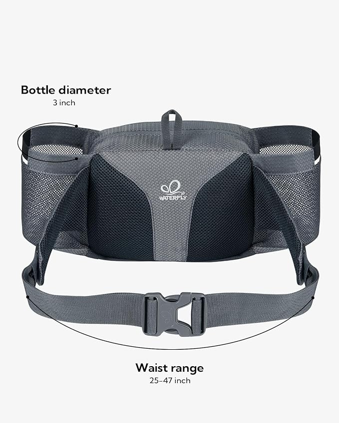 WATERFLY Fanny Pack Waist Bag: Waist Pack for Women Men with Two Water Bottle Holder Hiking Fanny Pack for Running Walking DogWalking Travel Cycling