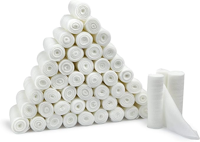 D&H Medical Pack of 48 Gauze Bandage Roll 4 Inches x 4 Yards - Medical Gauze Wrap for Wounds Care - Easy to Use Cotton Gauze Rolls for Hand Wrap Dressing Ankles & Knees