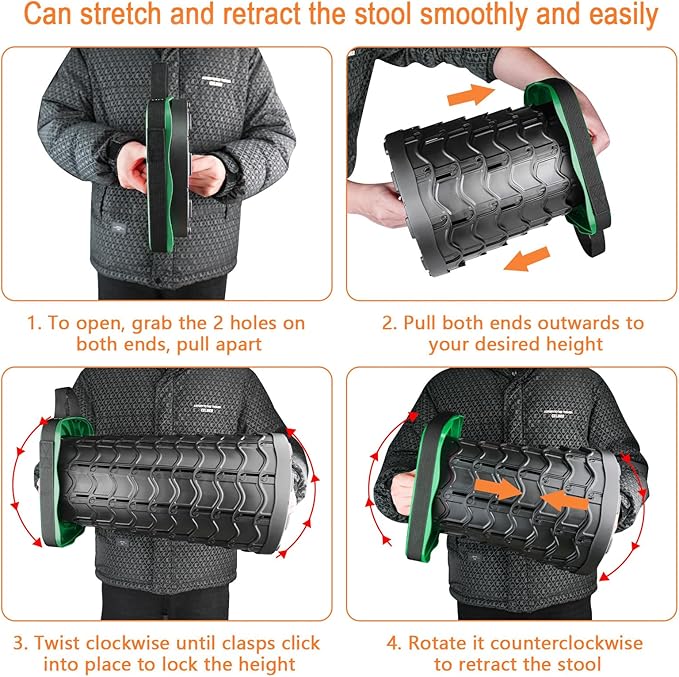 Boreeman Upgraded Collapsible Stool, Square Portable Stool, Lightweight Yet More Sturdy with Load Capacity 400lbs, Perfect for Camping Fishing Hiking BBQ (Square Army Green)
