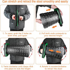 Boreeman Upgraded Collapsible Stool, Square Portable Stool, Lightweight Yet More Sturdy with Load Capacity 400lbs, Perfect for Camping Fishing Hiking BBQ (Square Army Green)