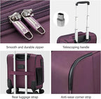 Hanke 16 Inch Underseat Carry On Luggage with Wheels Small Suitcase Softside Luggage Bags for Travel Lightweight Suitcases with Wheels Travel Luggage Personal Item for Men and Women.(Purple)