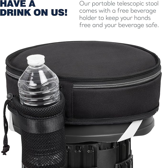 2025 Upgraded Collapsible Stool & 3-in-1 Cushioned Carry Bag, Adjustable Height Folding Stool, Telescopic Camping Chair Retractable Seat or Footrest for Outdoors & Travel, Max 620lbs