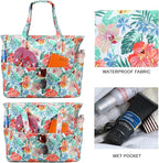Bluboon Waterproof Beach Tote Pool Bags for Women Ladies Extra Large Carry On Bag With Wet Compartment for Weekender Travel