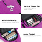 MOSISO Sling Backpack,Canvas Crossbody Hiking Daypack Bag with Anti-theft Pocket, Rose Red