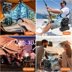 Odoland Portable Misting Fan with Light, 30000mAh Rechargeable Battery Camping Fan with 2 Spray Mister, Outdoors Tent Ventilador with Remote and Hook for Indoor Cooling Hiking Patio, Black