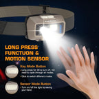 EverBrite Rechargeable Headlamp, LED Bright Motion Sensor Head Lamp Flashlight with 9 Modes, Adjustable Headlight for Adults with White Red Light, Water Resistant, Khaki, for Hiking, Running, Camping