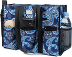 TOPDesign Utility Water Resistant Tote Bag with 13 Pockets, Top Zipper Closure & Thick Bottom Support, for Working Women