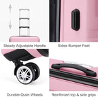 Kono 3 Piece Luggage Sets Expandable(only 28") Lightweight with Spinner Wheels TSA Lock Hardside Travel Rolling Suitcases 20in 24in 28in Carry on Pink