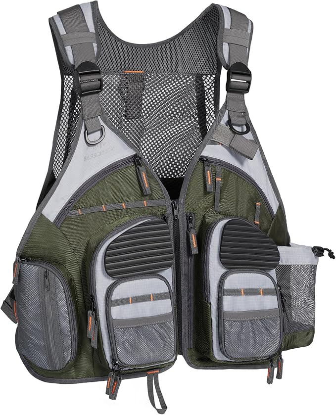 BASSDASH Strap Fishing Vest Adjustable for Men and Women, for Fly Bass Fishing and Outdoor Activities