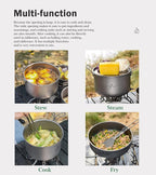 iBasingo 1.8L Titanium Cooking Pot with Lid Camping Cookware with Foldable Handle Outdoor Portable Lightweight Cooking Kit for Backpacking Hiking Picnic Fishing Mountaineering Ti2107C (1 pc)