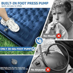 Sleeping Pad for Camping, Ultralight 4.7" Extra-Thick Inflatable Camping mat with Pillow Built-in Foot Pump, Compact Lightweight Air Mattress for Backpacking Hiking Car Travel Tent, Navy Blue