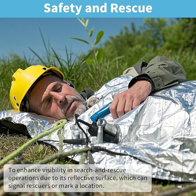 FRONTLINE Emergency Thermal Blankets Large 54" x 84" Mylar Blankets Survival Gear Camping Gear Emergency Space Blanket First Aid for Survival (8)