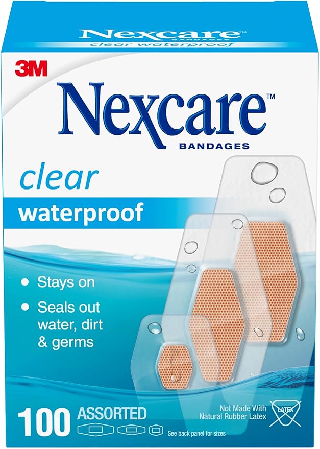 Nexcare Clear Waterproof Bandages: Assorted Sizes / 100-Pack (Clear)