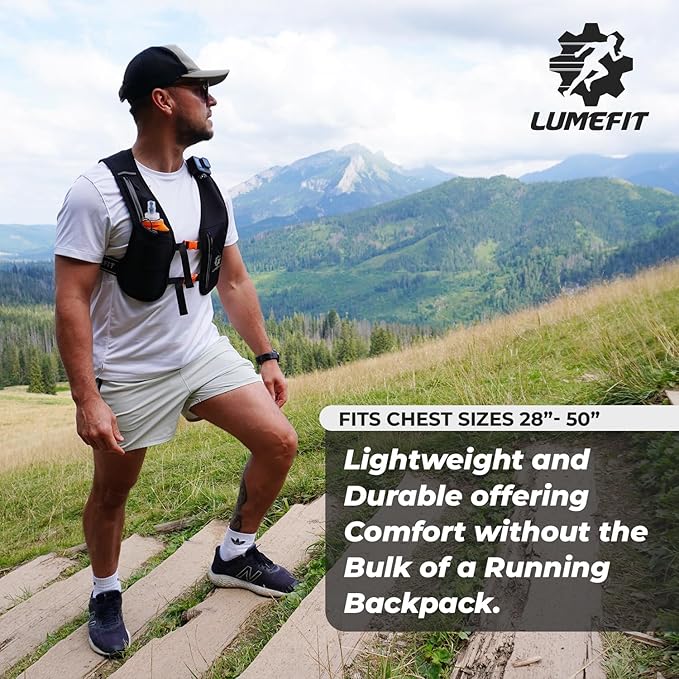 LUMEFIT Running Vest Phone Holder - Hydration Vest with Water Bottle- Reflective Vest for Men and Women- Running Hydration Vest Waterproof Phone Pouch