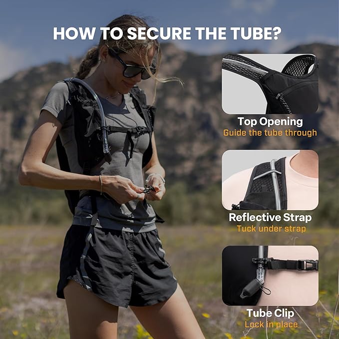 EVERFUN Hydration Backpack Running Vest Small Hiking Water Backpack with 1.5L Water Bladder for Women Men, Lightweight Reflective Dayhike Hydro Pack for Trail Running, Biking, Race, Marathons