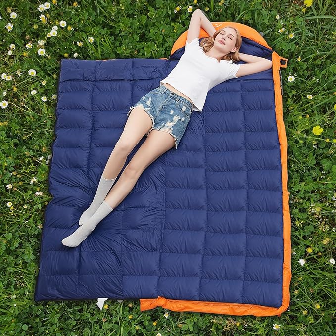 -10°F 0°F 10°F 15°F Down Sleeping Bag for Adults,800/650 Fill Power,Ultralight Wearable 4 Season Cold Weather Rectangle Sleeping Bag for Camping Hiking,Can be Used as a Down Blanket or Cloak