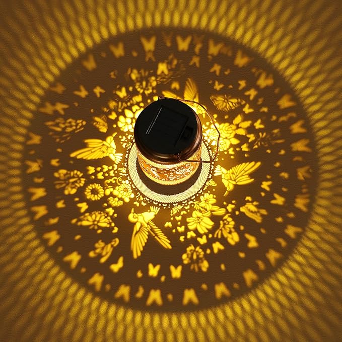 2 Pack Hummingbird Solar Lanterns Outdoor Waterproof Solar Garden Decor, Birthday Gifts for Women Mom Grandma, Metal Hanging Lights with Shepherd Hook for Yard Patio Pathway Backyard Porch