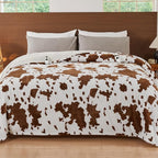 Cow Print Electric Heated Blanket Queen Size,84X90 Brown Heating Blanket Queen With Dual Control&Timer&10 Heat Levels,Highland Cow Decor Fleece Sherpa Blankets Warmer Gifts for Bed Women Adults,ETL