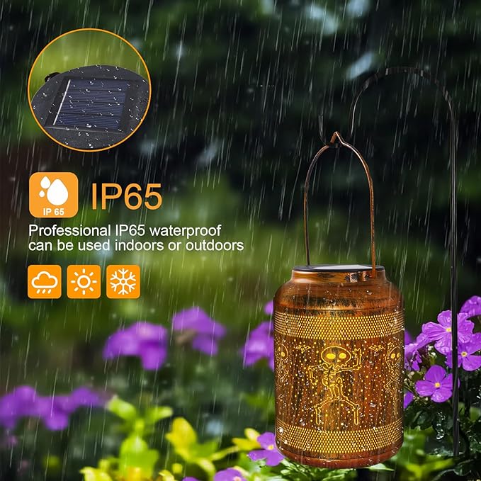 Halloween Lantern Solar Outdoor, Birthday Gifts for Women, Solar Light Outdoor Waterproof LED Decorative Garden for Lawn, Landscape, Patio, Porch Hanging Lantern for Ladies, Mom, Grandma