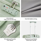 Hanke Luggage Sets 3 piece Carry On Luggage with Wheels PC Hard Shell Suitcases Lightweight Checked Travel Luggage Large Travel Suitcase Woman Men 20/24/29 Inch(Bamboo Green)