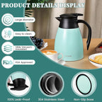 34 Oz Thermal Coffee Carafe, Stainless Steel Insulated Vacuum coffee crafts to keep coffee hot, 1 Liter Tea Water Coffee and Beverage Dispenser (Blue)