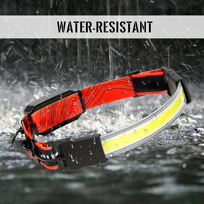 Adelante LED Headlamp Flashlight, 2Pack 1000LM 230°Wide-Beam Rechargeable Head Lamp for Adults, Red Taillight & 8 Clips Waterproof Hard Hat Light Headlamps for Running Hiking and Camping