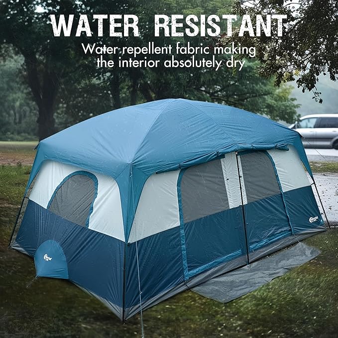 PORTAL 8 Person Tents for Camping, Easy Setup Cabin Tent with Large Porch, 2 Room, Waterproof Family Camping Tent for Outdoor Camping, Patio