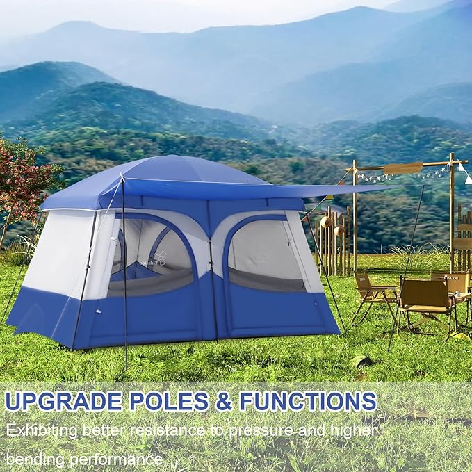 Vidalido Tents，3-4 Person Camping Tent with Extended Vestibule，Weather Resistant Family Tents with Breathable Mesh Windows，Easy Install Waterproof Outdoor Tent for Backpacking and Camping Hiking