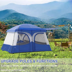 Vidalido Tents，3-4 Person Camping Tent with Extended Vestibule，Weather Resistant Family Tents with Breathable Mesh Windows，Easy Install Waterproof Outdoor Tent for Backpacking and Camping Hiking