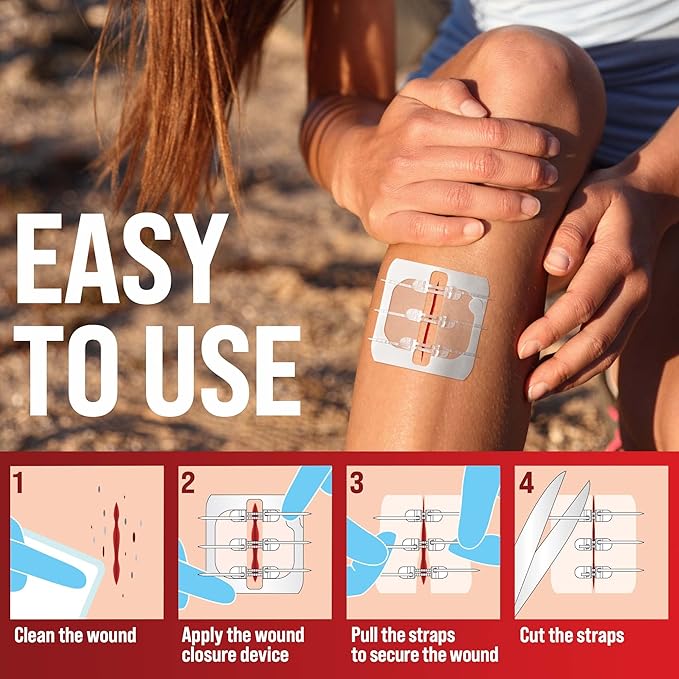 Emergency Wound Closure Strips - 2pk - Laceration Closure Kit - Stitchless & Easy to Use - Butterfly Bandages