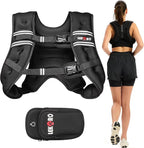 Weighted Vest, 6lbs/8lbs/12lbs/16lbs/20lbs/25lbs/30lbs Weights Vest for Women Men with Reflective Stripe for Workout, Strength Training, Running, Walking