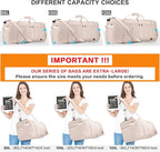 120L Travel Duffle Bag for Men and Women, Urtala 34” Large Duffle Bag for Traveling with Shoe Compartment, Foldable Duffel Bag Water & Tear Resistant (Beige)