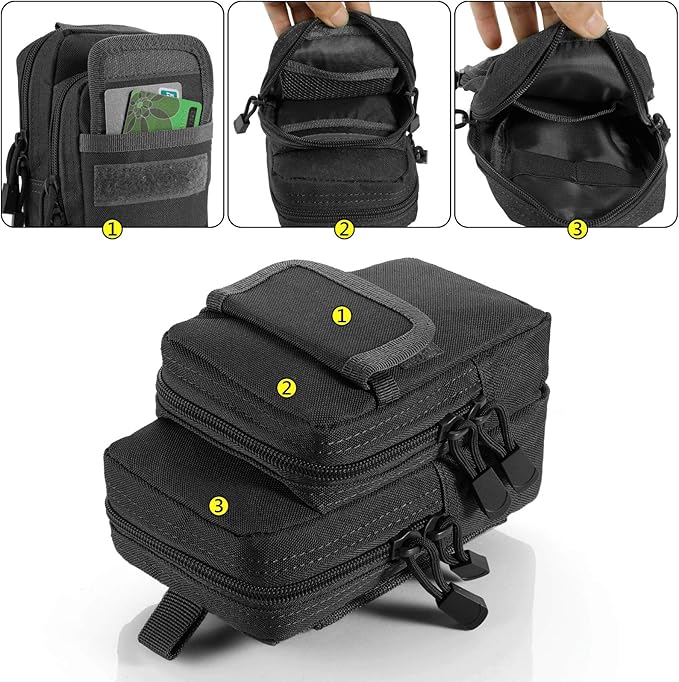 2 Pack Molle Pouches - Tactical Compact Water-Resistant EDC Pouch Bag Small Utility Pouch