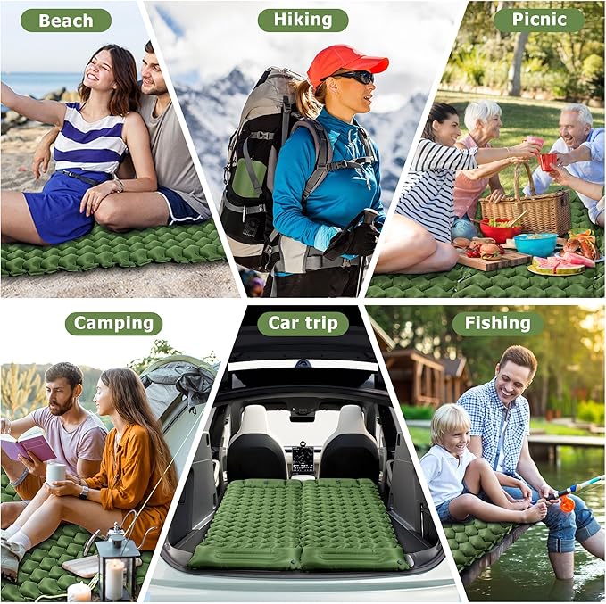 Sleeping Pad for Camping, Ultralight Inflatable Sleeping Mat with Pillow Built in Foot Pump, Durable Compact Air Mattress for Camping Essentials, Backpacking, Hiking, Tent, Traveling