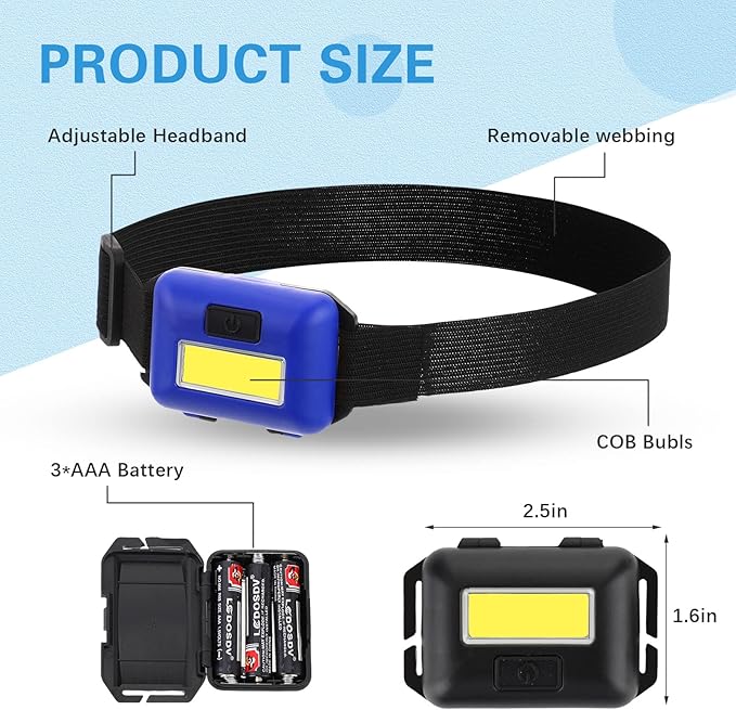 Treela 30 Pieces Led Headlamp Flashlight Outdoor Head Lamp Adjustable Headband Flashlights with 3 Modes Include 90 AAA Batteries Bright Waterproof Headlights for Outdoor Night Camping Hiking Fishing